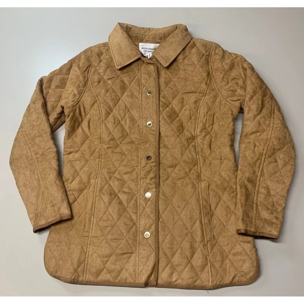 BRIDGE HAMPTON ISSAC MIZRAHI LIVE! Faux Suede Coat‎ Full Snap Up Toffee Size XXS